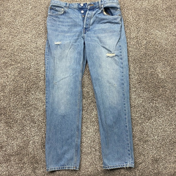 Everlane The Everybody Jean 33X30‎ Button Fly light wash Distressed faded Straig - Picture 1 of 12